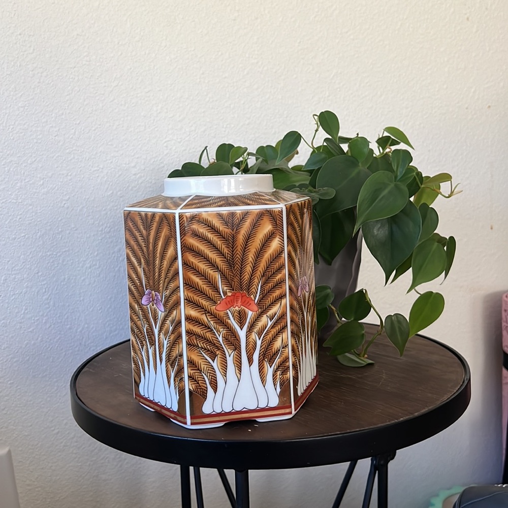 70s Vintage Butterfly Porcelain Vase